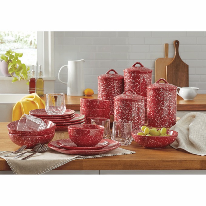 Set of 4 Speckled Canisters, , large