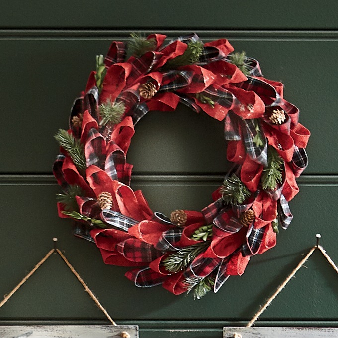 Red Plaid Pinecone Wreath Country Door