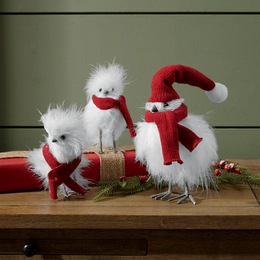 Set of 3 Downy Christmas Chickens, , large