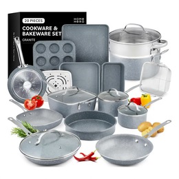 Home Hero 20-Piece Granite Cookware &amp; Bakeware Set, , large