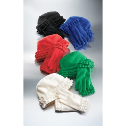 Ruffle Trim Glove and Hat Set, , large
