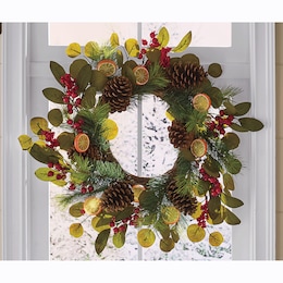 Berry Pinecone and Dried Orange Wreath, , large