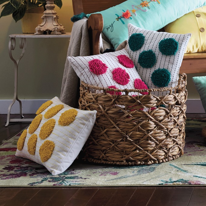 Pom Pom Pillow, Pink, large