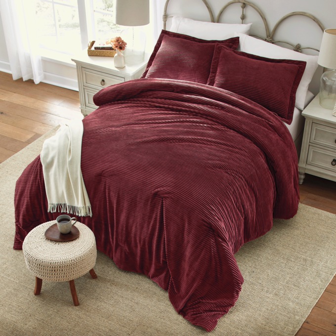 Color Connection Corduroy Down-Alternative Comforter Set, Pinot, large