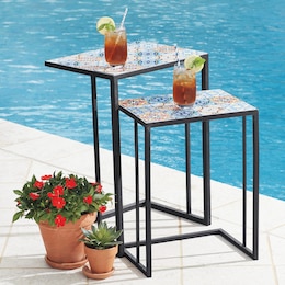 Set of 2 Outdoor Accent Tables, , large