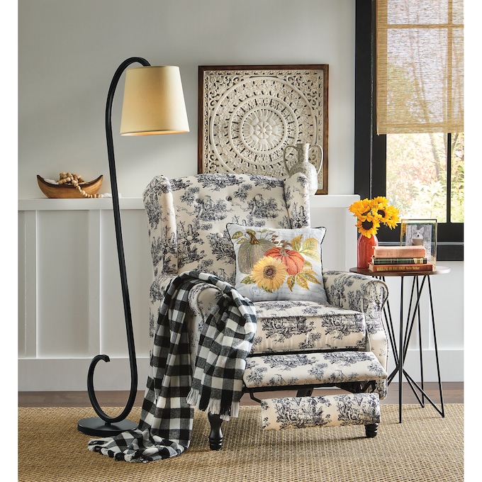 Serendipity Curved Metal Floor Lamp with Fabric Shade, , large