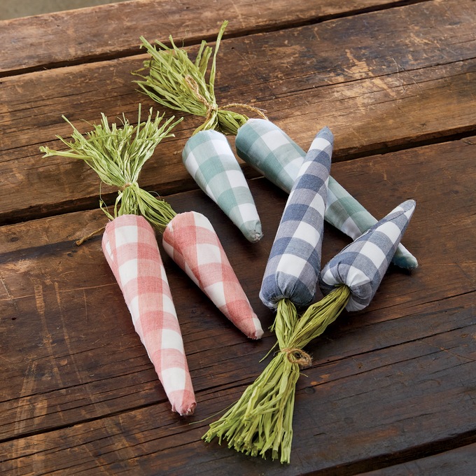 Set of 6 Buffalo Plaid Carrots, , large