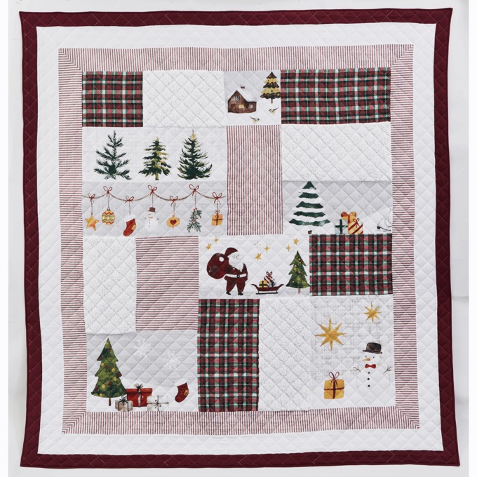 Holiday Sherpa Patch Oversized Quilt, , large