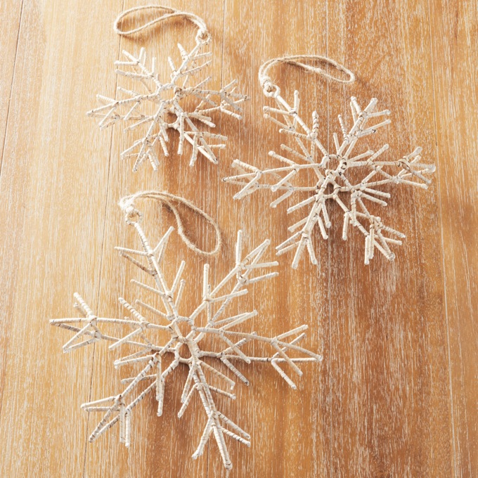Set of 3 Rattan 3-D Snowflakes, , large