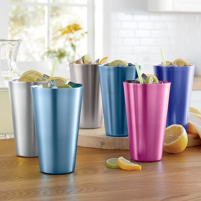 Set of 6 Aluminum Tumblers, , large