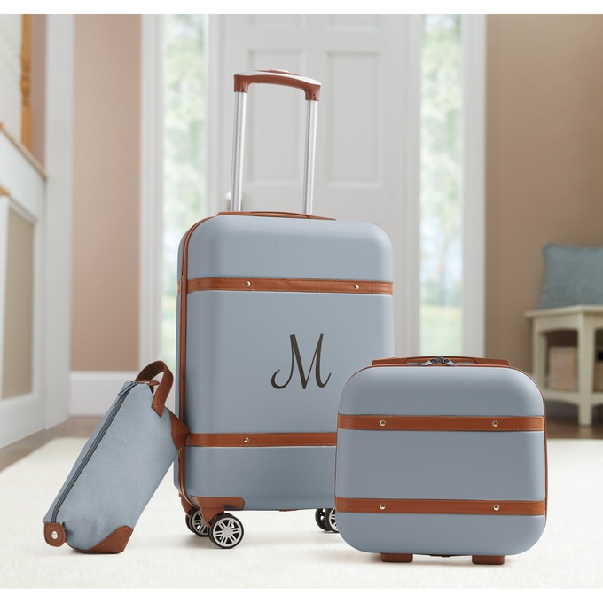 3-Piece Vintage Hardside Luggage Set, , large