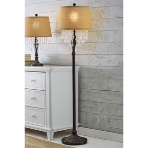 Crystal-Encrusted Floor Lamp with Cascading Crystals, Bronze, large