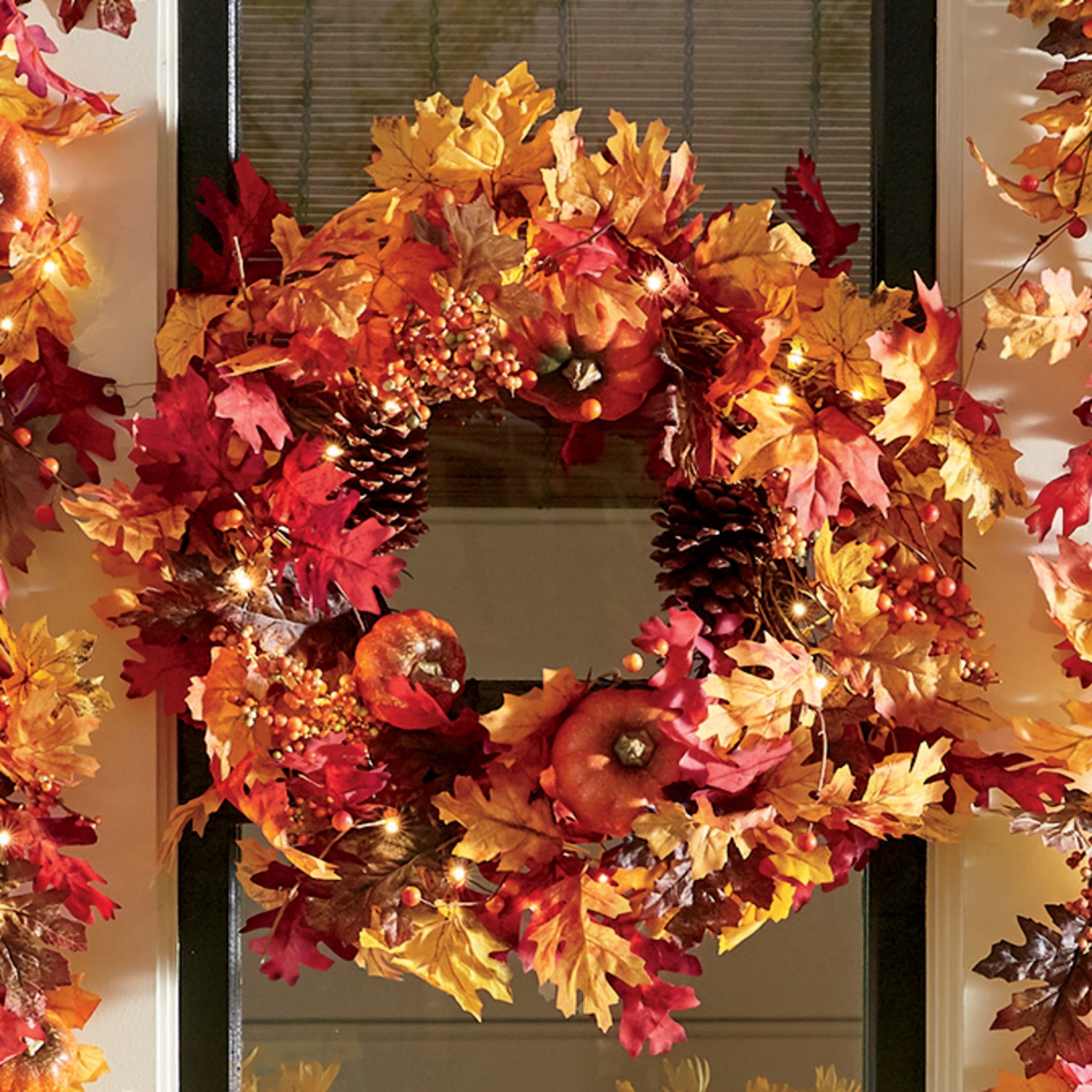 Lit Fall Wreath Country Door