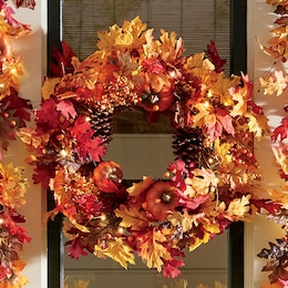 Lit Fall Wreath, , large