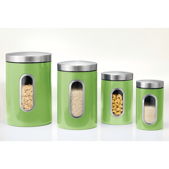 Set of 4 Window Canisters, Green Apple, large
