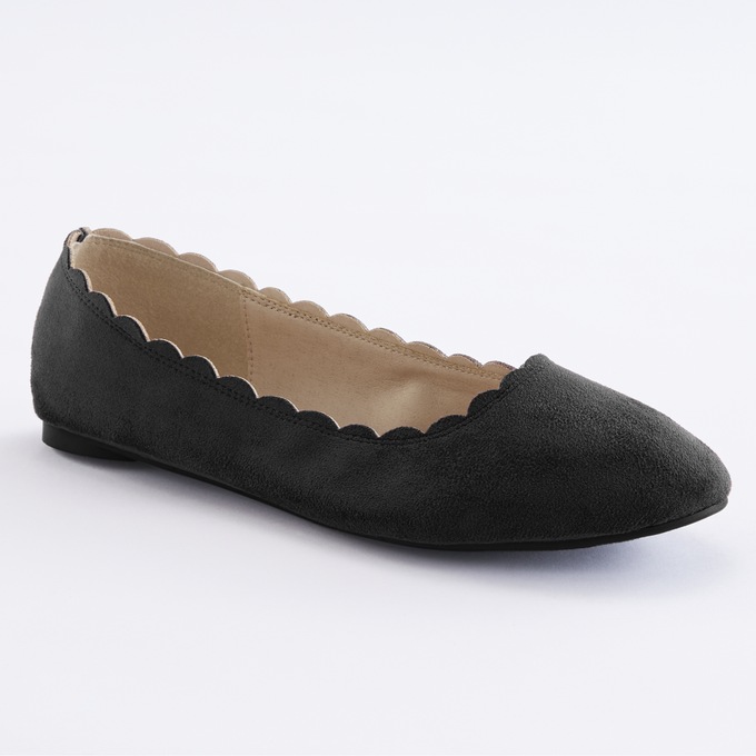 Scalloped Faux-Suede Flat for Women, , large