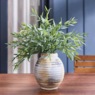 Outdoor Faux Bamboo Leaf In Distressed Pot, , large