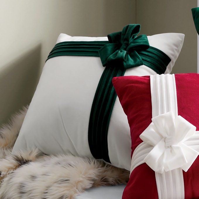 Christmas Present Accent Pillow, White, large