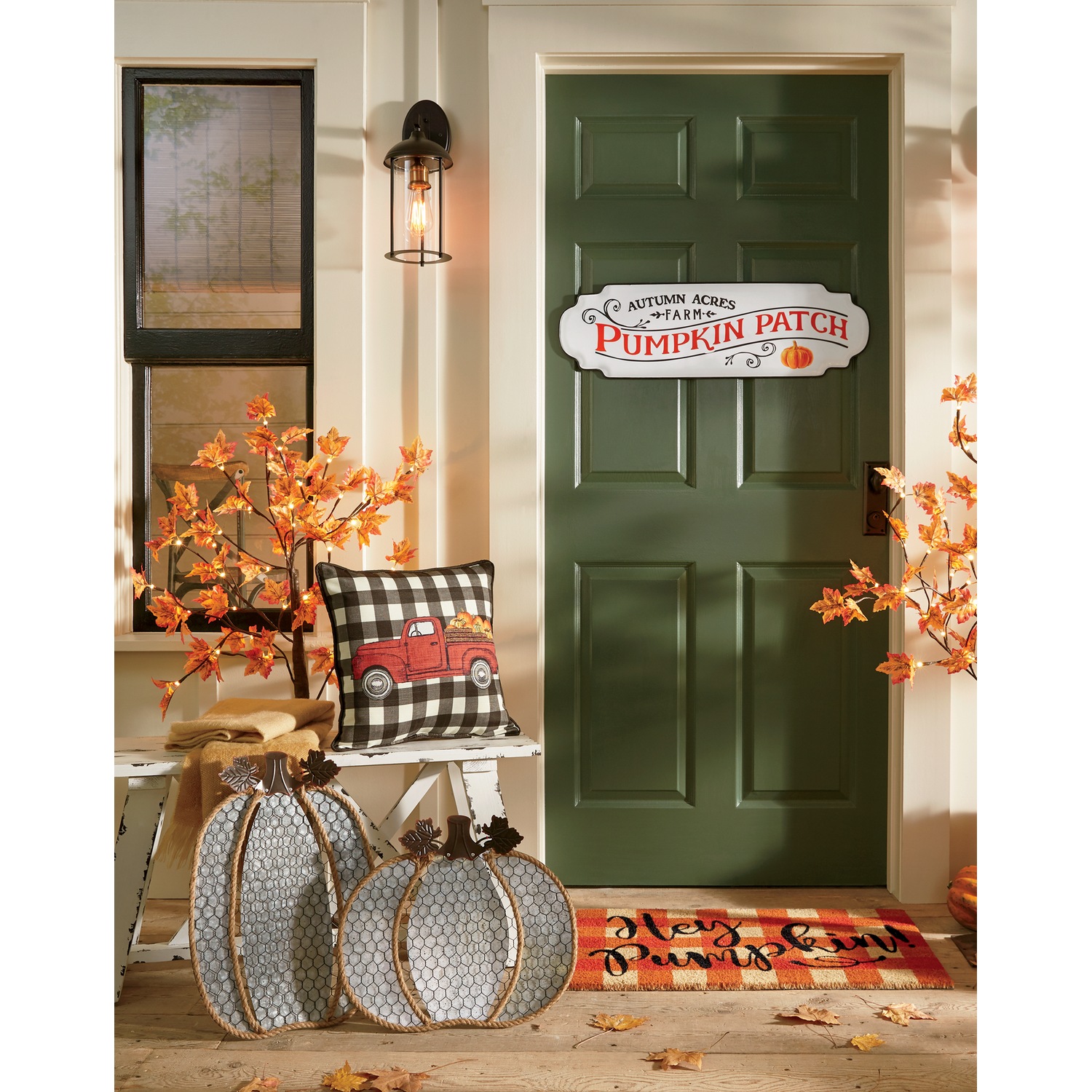Set Of 2 Chicken Wire Pumpkins Country Door