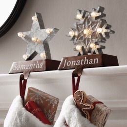 Lit Galvanized Metal Stocking Holder, , large
