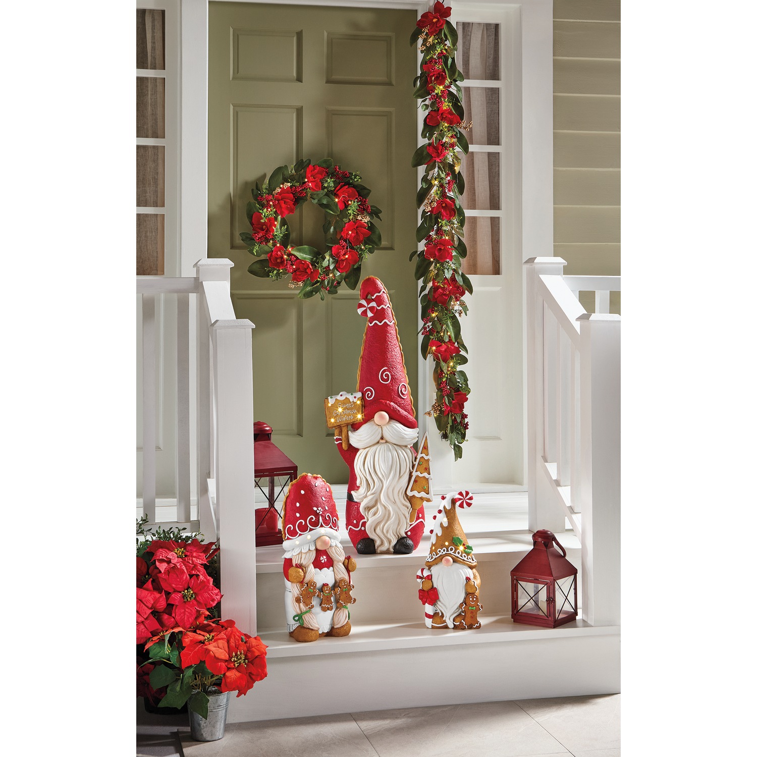 Set of 3 Large Lit Christmas Gnomes | Country Door