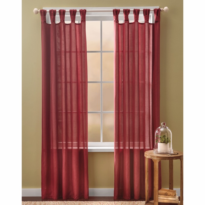 Textured Knotted Tab Top Single Panel, Red, large