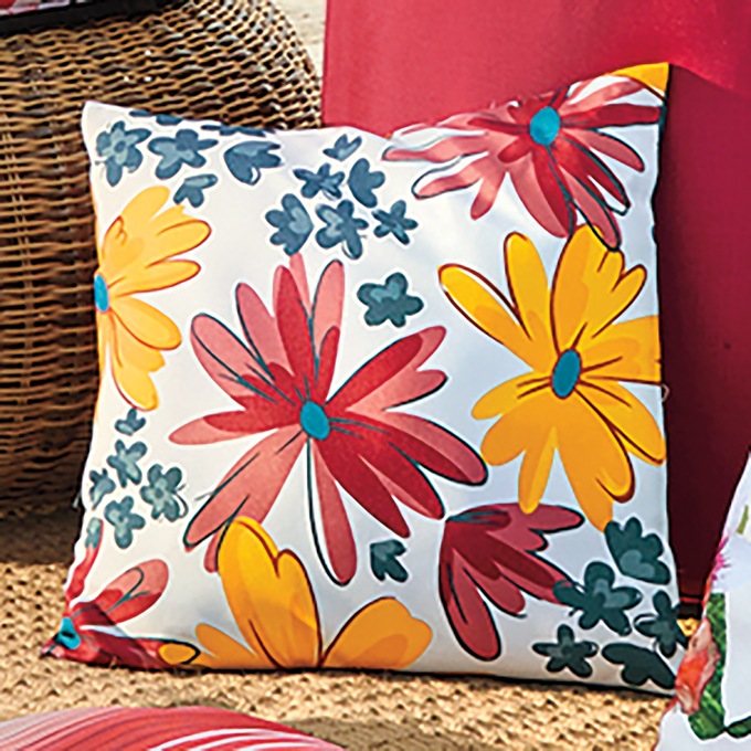 Outdoor Pillow, Multi Daisies, large