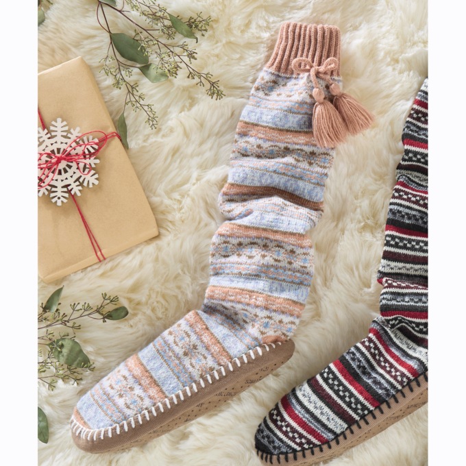 MUK LUKS Scrunchy Slipper Sock, Canyon Rose, large
