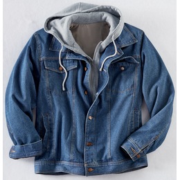 Men&#39;s Denim Jacket with Hood, , large
