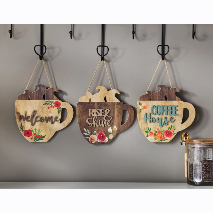 Set of 3 Coffee House Mug-Shaped Art, , large