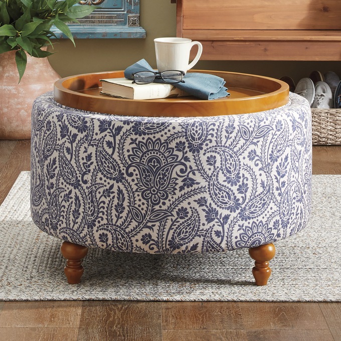 Adabelle Floral Storage Ottoman, , large