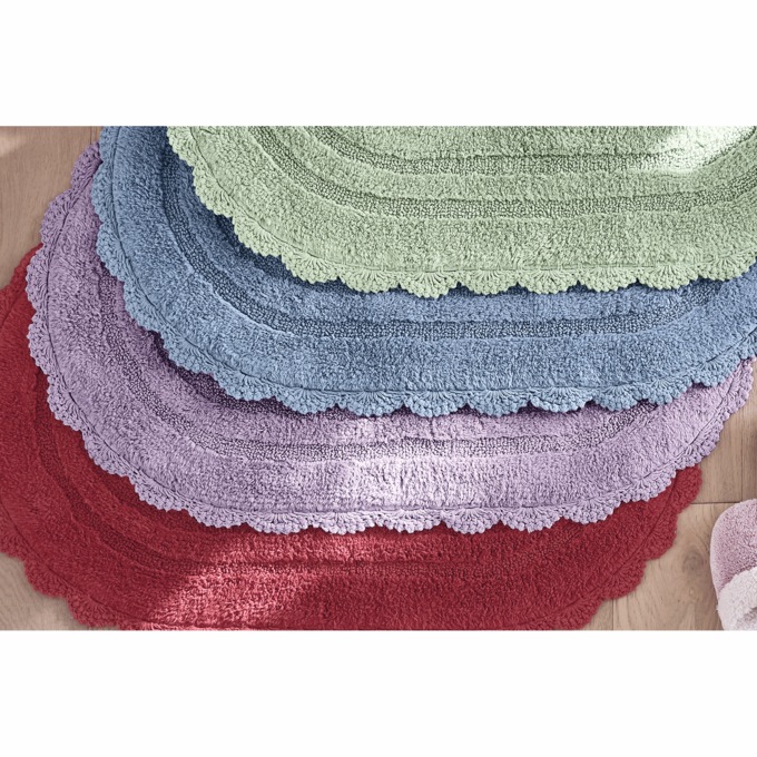 Oval Crochet Bath Mat, Lilac, large