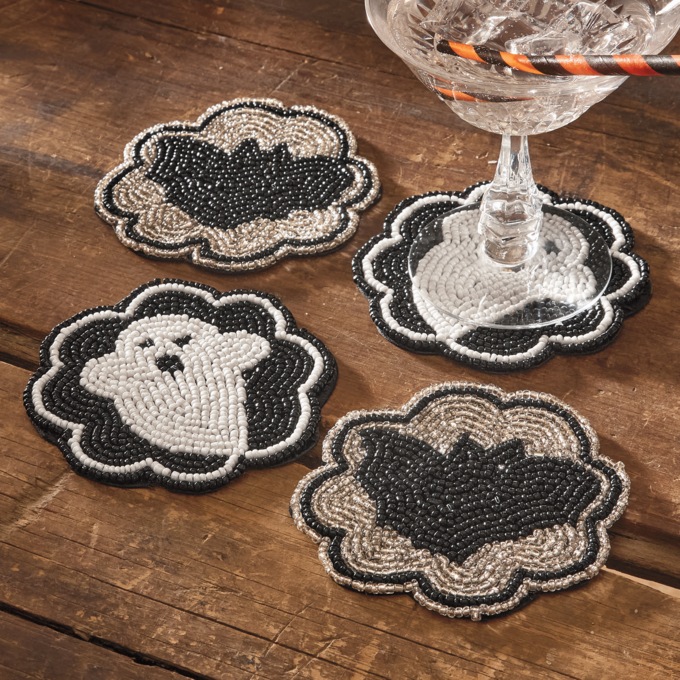 Set of 4 Mixed Halloween Coasters, Black, large