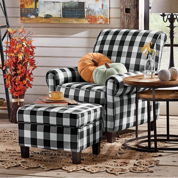 Buffalo Check Armchair and Ottoman Country Door