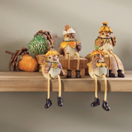 Set of 4 Harvest Bird Shelf Sitters, , large