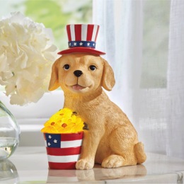 Patriotic Puppy with Lit Flowers, , large