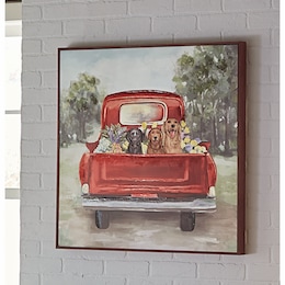 Floral Dog and Truck Wall Art, , large