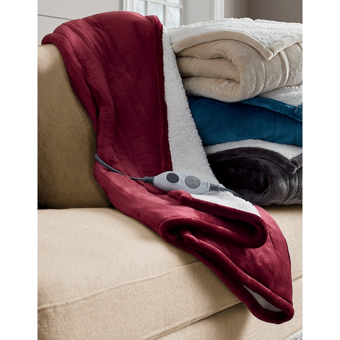 Reversible shop heated throw