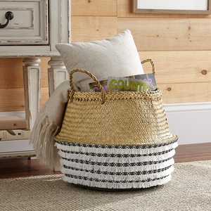 Woven Fringe Basket, , large