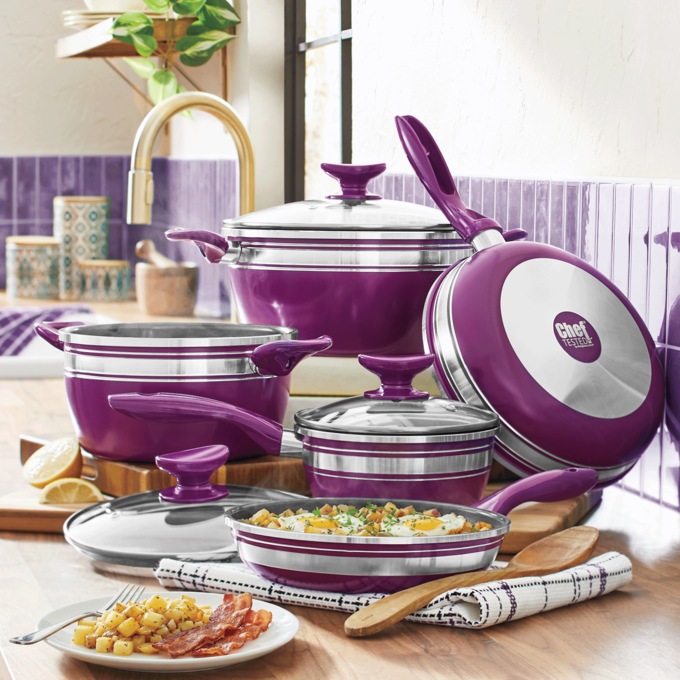 Chef Tested 8-Piece Ceramic Banded Cookware Set by Wards, , large