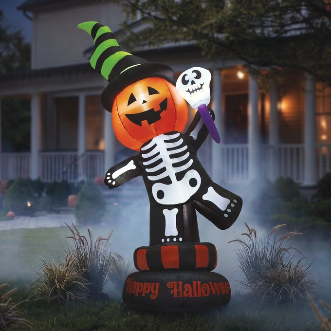 Spinning Skeleton Lit Inflatable, Multi, large
