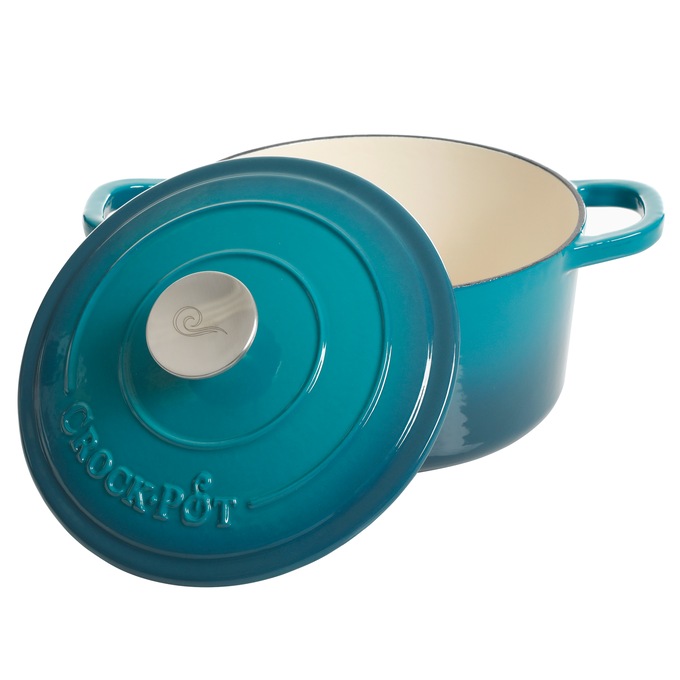 Crock Pot Artisan 3-qt. Enameled Cast Iron Dutch Oven with Lid, Gradient Teal, large