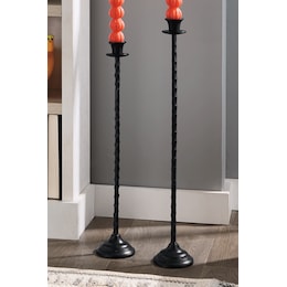Set of 2 Metal Floor-Standing Taper Candle Holders, , large