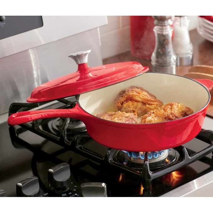 3-Qt. Enameled Cast Iron Chicken Fryer, , large