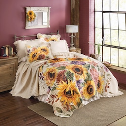Maren Sunflower Oversized Quilt and Sham, , large