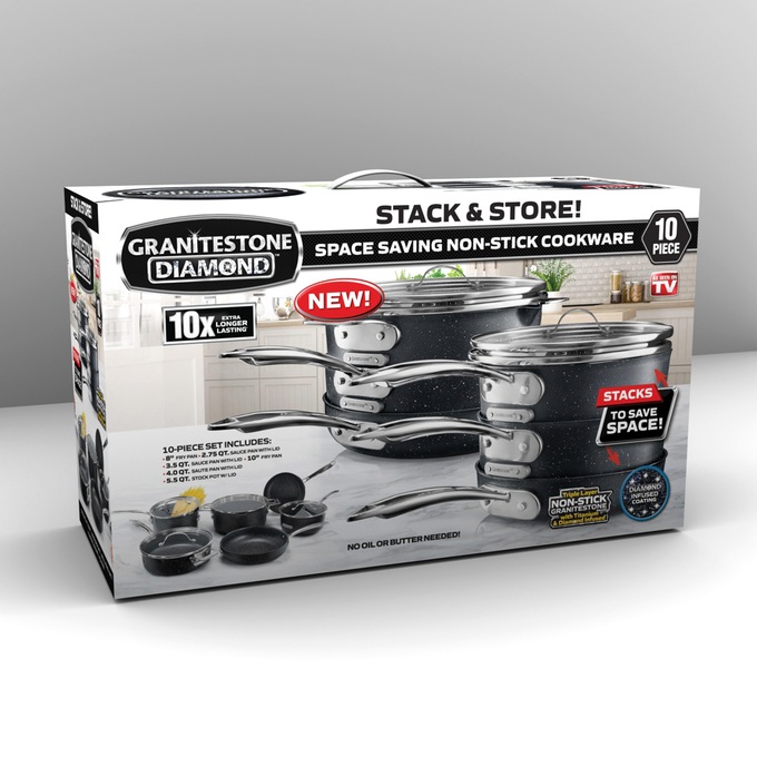 Granitestone 5Pc Mini Stackmaster Cookware Set w/ Rubber Grip Handles -  20533826