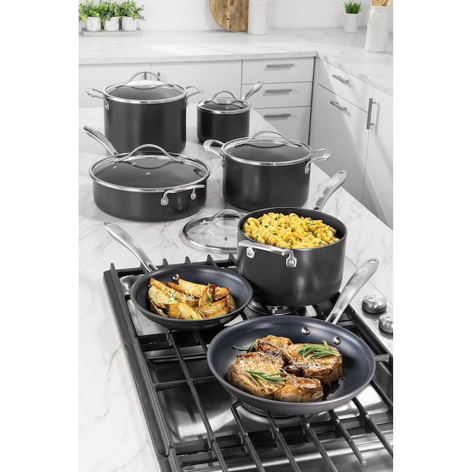 Guy Fieri Flavortown 12-Piece Laser Titanium Cookware Set, Black, large