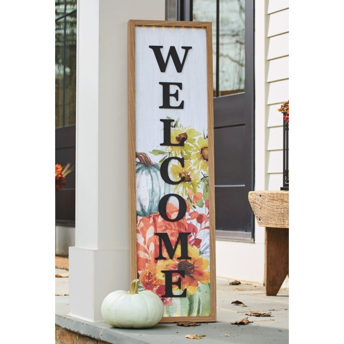 Lit Fall Welcome Porch Sign, Multi, large
