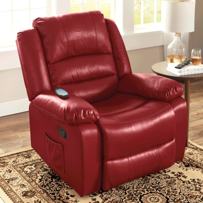 Overstuffed Recliner with Massage, , large