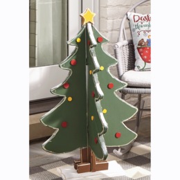 Chunky Wood Lit Christmas Tree, , large